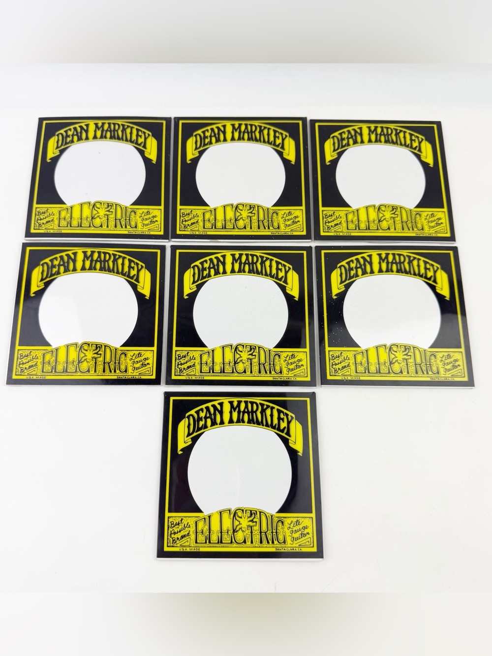 7 Vtg Dean Markley Electric Guitar Strings Acrylic Tabletop Frame Display Promo